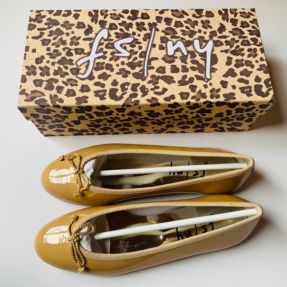 fs/ny Patent Leather, Tan Ballet Flats, 8.5M, NWT